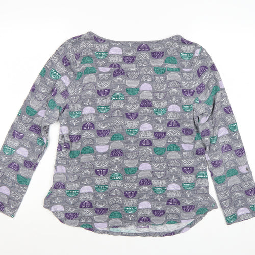 Mantaray Womens Grey Geometric Cotton Jersey Long Sleeve T-Shirt Size 16