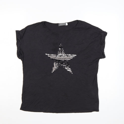 Mint Velvet Women's Black Sequin Star T-Shirt Size L