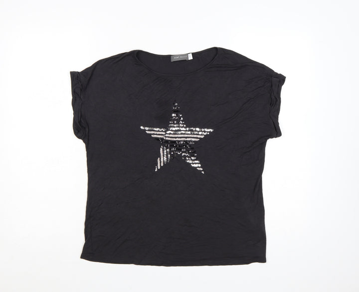 Mint Velvet Women's Black Sequin Star T-Shirt Size L