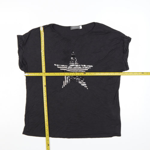 Mint Velvet Women's Black Sequin Star T-Shirt Size L