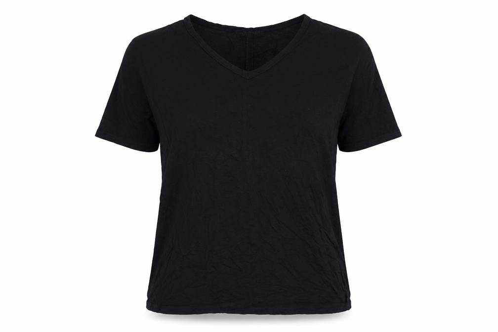 Jaeger Womens Black V-Neck Short Sleeve Jersey T-Shirt Size L