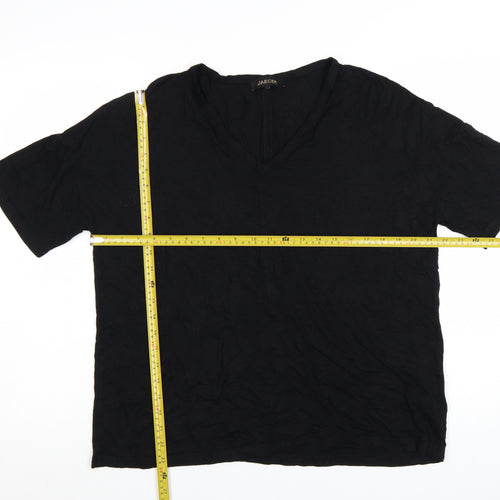 Jaeger Womens Black V-Neck Short Sleeve Jersey T-Shirt Size L