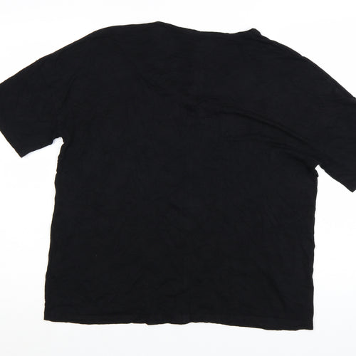 Jaeger Womens Black V-Neck Short Sleeve Jersey T-Shirt Size L