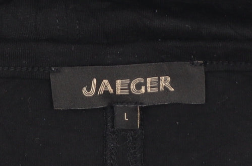 Jaeger Womens Black V-Neck Short Sleeve Jersey T-Shirt Size L