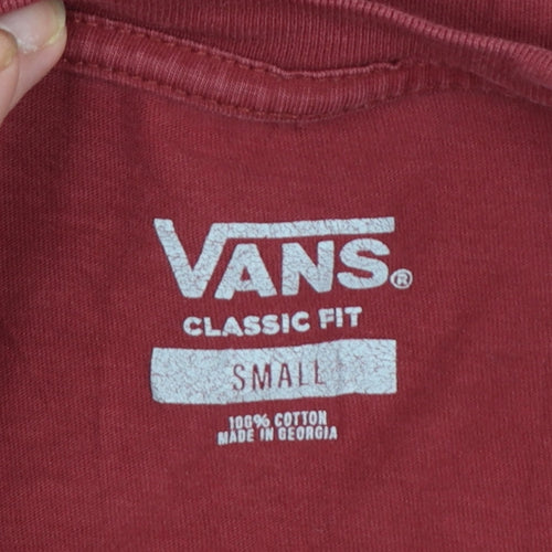 Vans Men's Red Classic Fit Cotton Crew Neck T-Shirt Size S