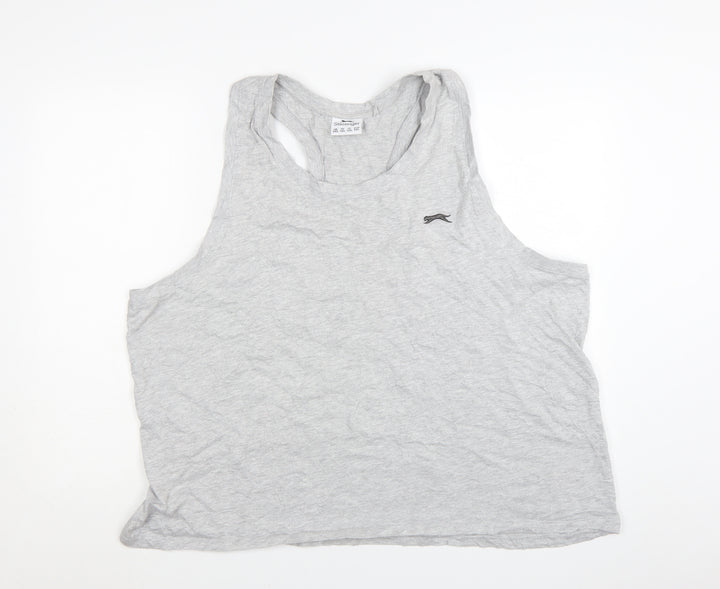 Slazenger Men's Grey Sleeveless T-Shirt 4XL Cotton Blend Sports Vest