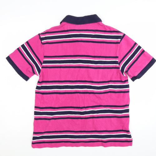Marks and Spencer Blue Harbour Men's Pink Striped Cotton Polo Shirt Size M
