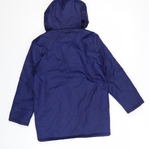 Adidas Boys Blue Hooded Windbreaker Jacket 7-8 Years Lightweight