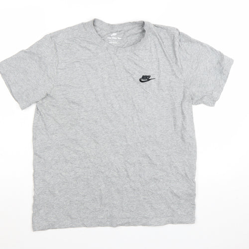 Nike Men's Grey Cotton Crew Neck Short Sleeve Sports T-Shirt M
