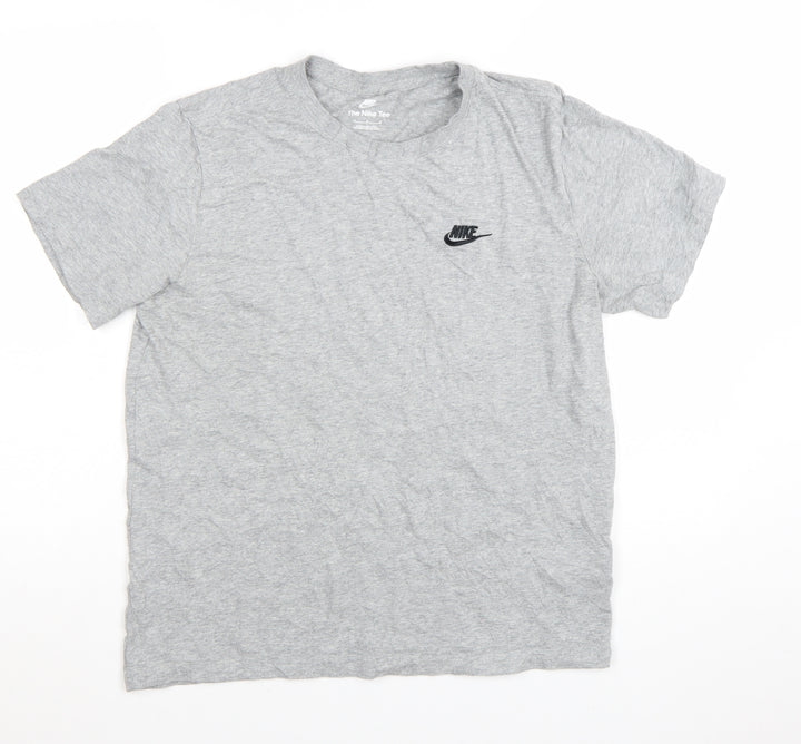 Nike Men's Grey Cotton Crew Neck Short Sleeve Sports T-Shirt M