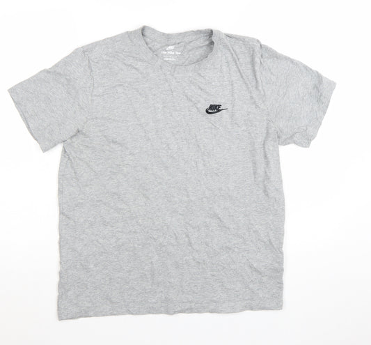 Nike Men's Grey Cotton Crew Neck Short Sleeve Sports T-Shirt M