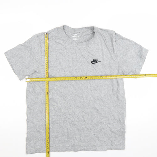 Nike Men's Grey Cotton Crew Neck Short Sleeve Sports T-Shirt M