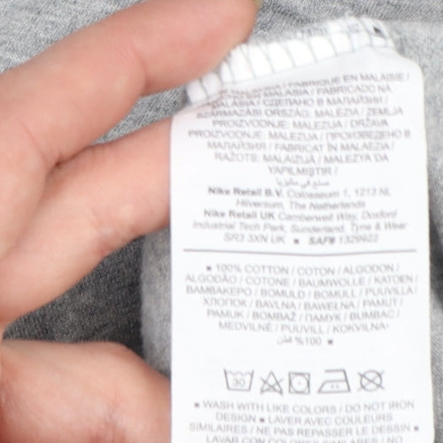 Nike Men's Grey Cotton Crew Neck Short Sleeve Sports T-Shirt M