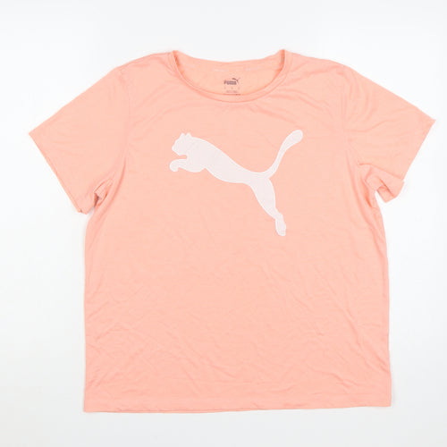 Puma Womens Pink Cotton Basic T-Shirt Medium