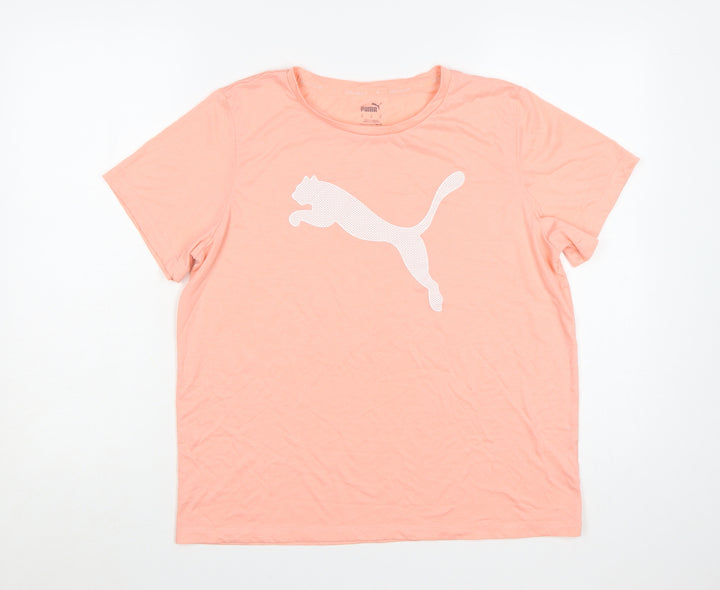 Puma Womens Pink Cotton Basic T-Shirt Medium
