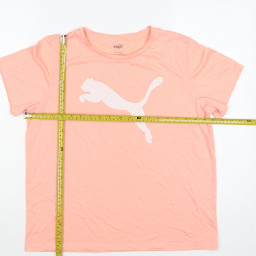 Puma Womens Pink Cotton Basic T-Shirt Medium