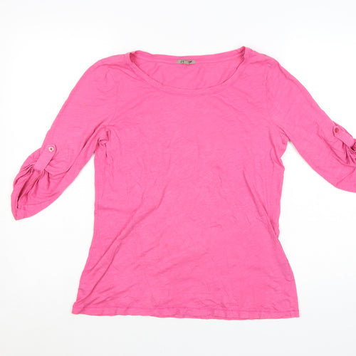 Jigsaw Women’s Pink Cotton 3/4 Sleeve Scoop Neck T-Shirt Size S