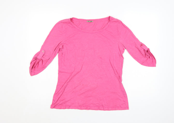 Jigsaw Women’s Pink Cotton 3/4 Sleeve Scoop Neck T-Shirt Size S