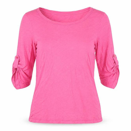 Jigsaw Women’s Pink Cotton 3/4 Sleeve Scoop Neck T-Shirt Size S