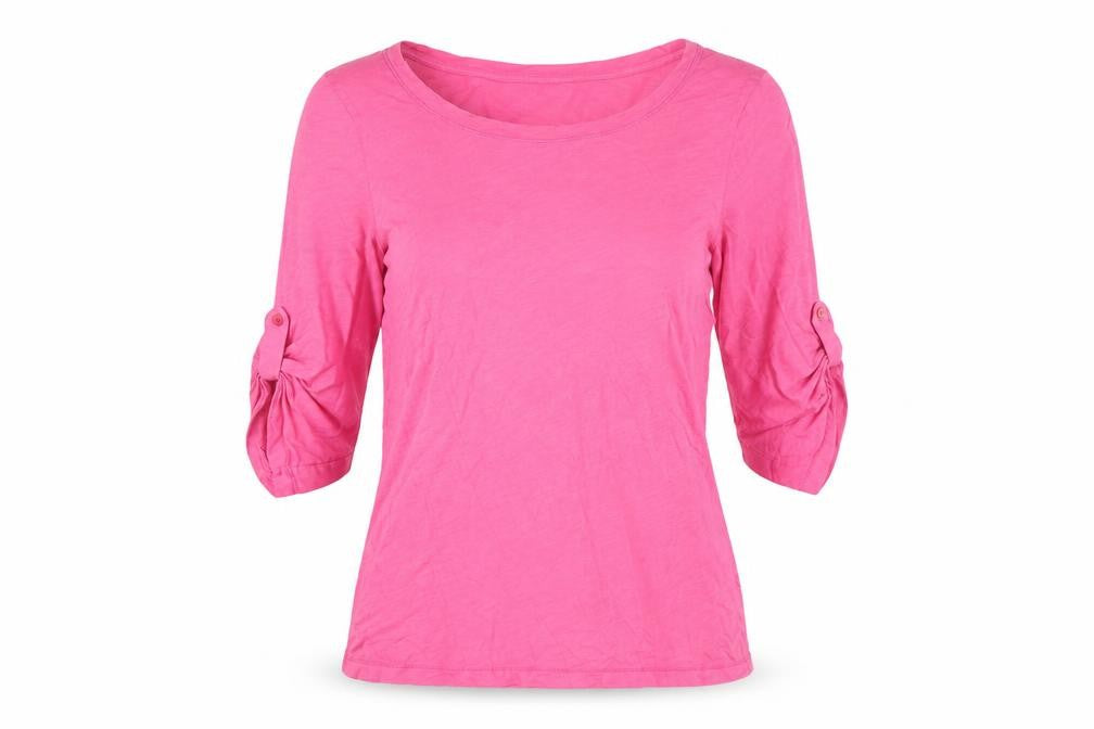 Jigsaw Women’s Pink Cotton 3/4 Sleeve Scoop Neck T-Shirt Size S
