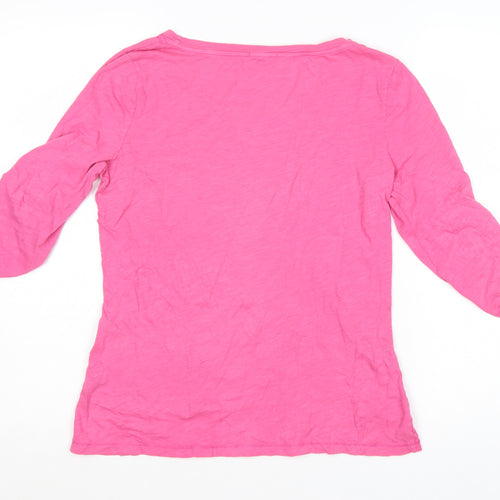 Jigsaw Women’s Pink Cotton 3/4 Sleeve Scoop Neck T-Shirt Size S