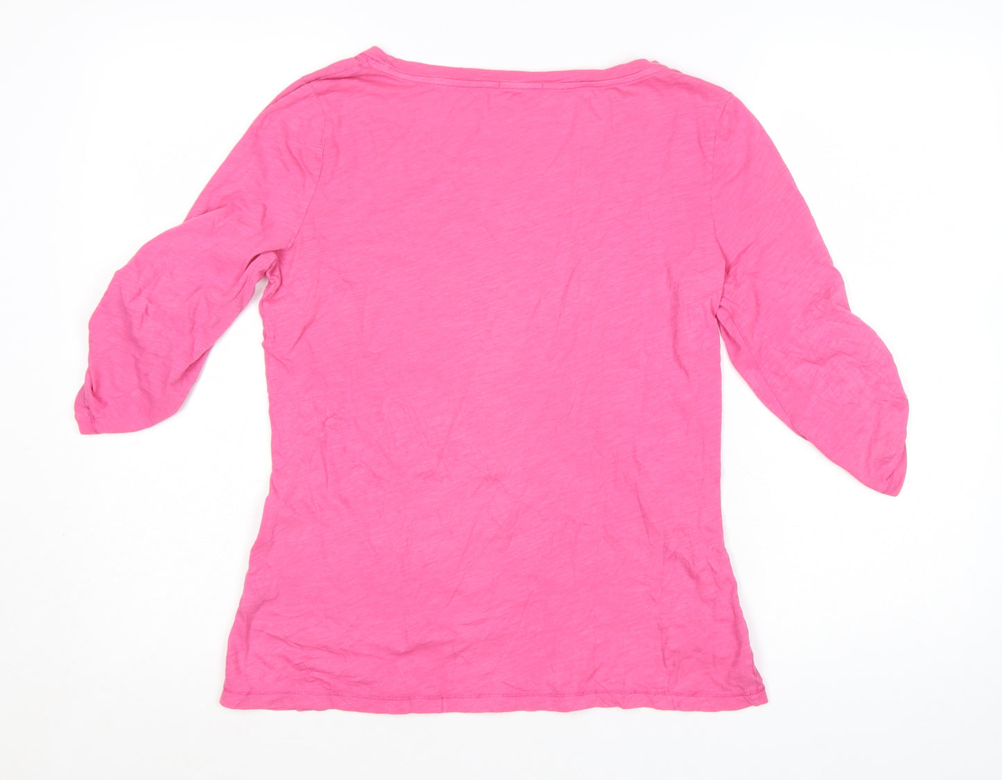 Jigsaw Women’s Pink Cotton 3/4 Sleeve Scoop Neck T-Shirt Size S