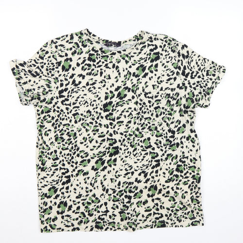 Marks and Spencer Womens Multicoloured Animal Print Cotton T-Shirt Size 12