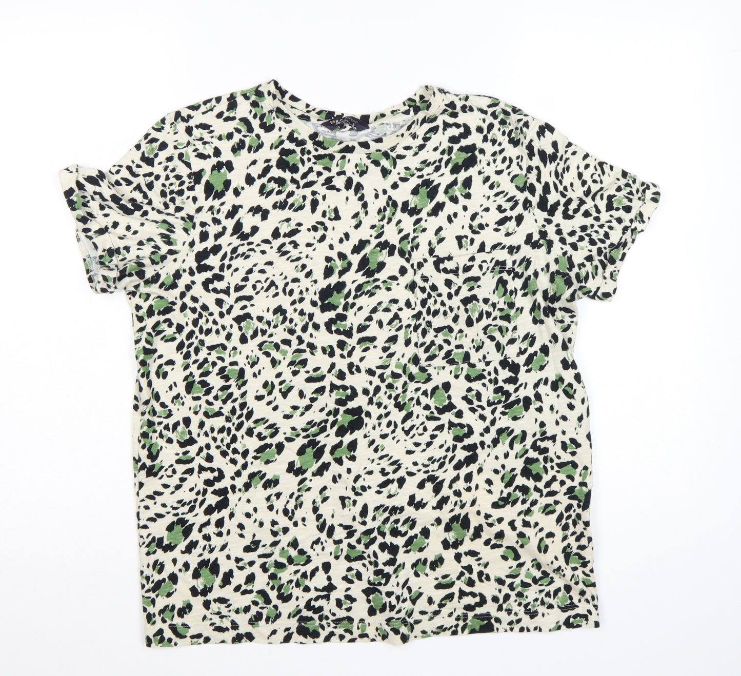 Marks and Spencer Womens Multicoloured Animal Print Cotton T-Shirt Size 12