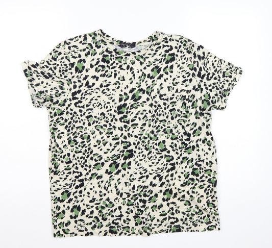 Marks and Spencer Womens Multicoloured Animal Print Cotton T-Shirt Size 12