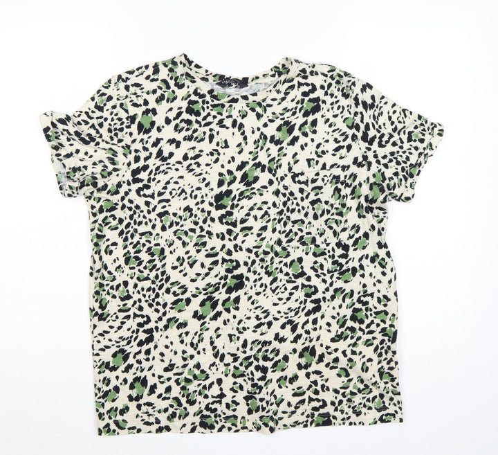 Marks and Spencer Womens Multicoloured Animal Print Cotton T-Shirt Size 12
