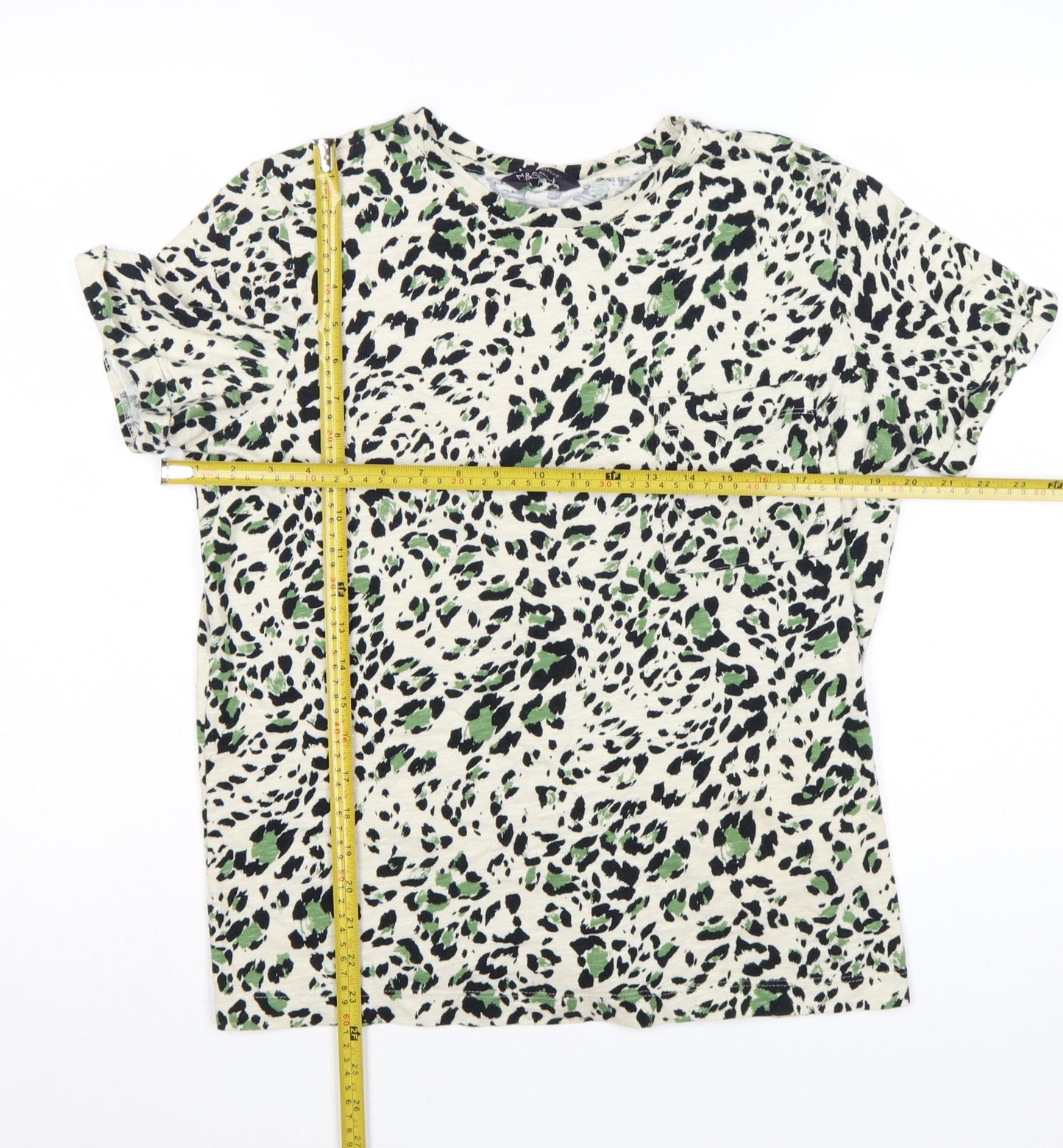 Marks and Spencer Womens Multicoloured Animal Print Cotton T-Shirt Size 12