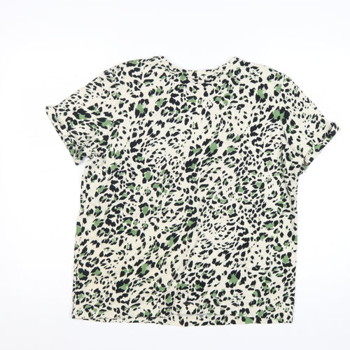 Marks and Spencer Womens Multicoloured Animal Print Cotton T-Shirt Size 12