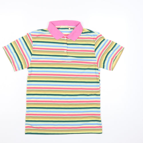 Cottonique Women's Multicoloured Striped Polo Shirt Size S
