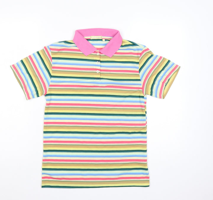 Cottonique Women's Multicoloured Striped Polo Shirt Size S