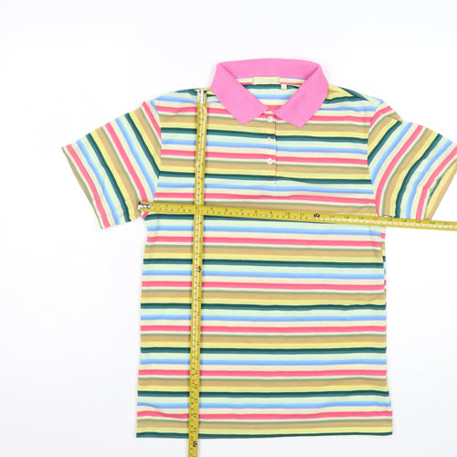 Cottonique Women's Multicoloured Striped Polo Shirt Size S