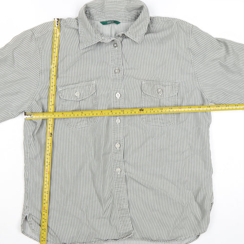 Marks and Spencer Women's Grey Striped Button-Up Shirt Size 16