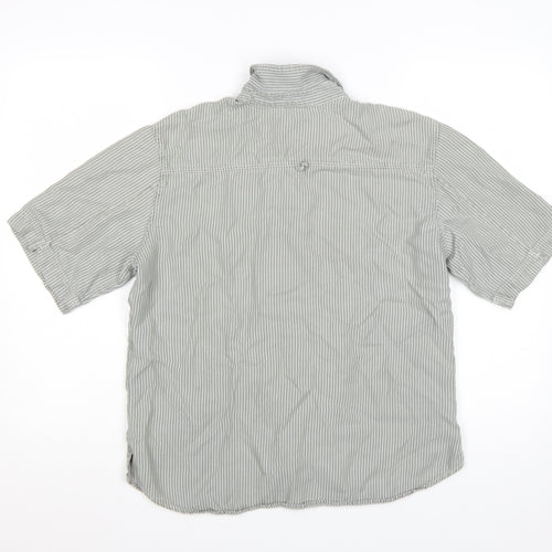 Marks and Spencer Women's Grey Striped Button-Up Shirt Size 16