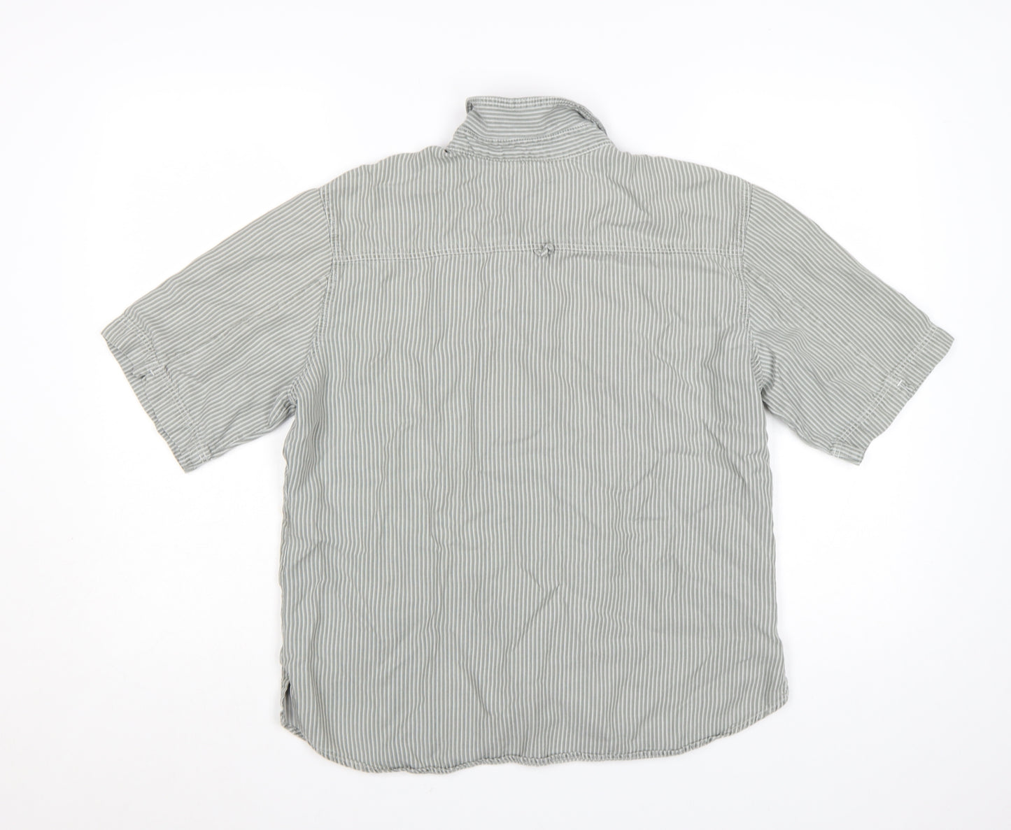 Marks and Spencer Women's Grey Striped Button-Up Shirt Size 16
