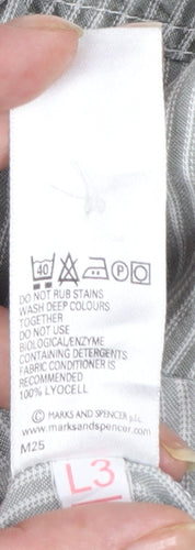 Marks and Spencer Women's Grey Striped Button-Up Shirt Size 16