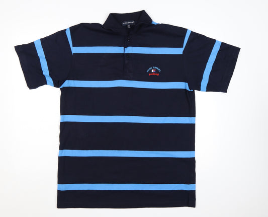 Hugo Samuel Men's Blue Striped 2XL Polo Shirt Nautical Yachting Style