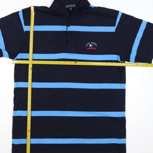 Hugo Samuel Men's Blue Striped 2XL Polo Shirt Nautical Yachting Style