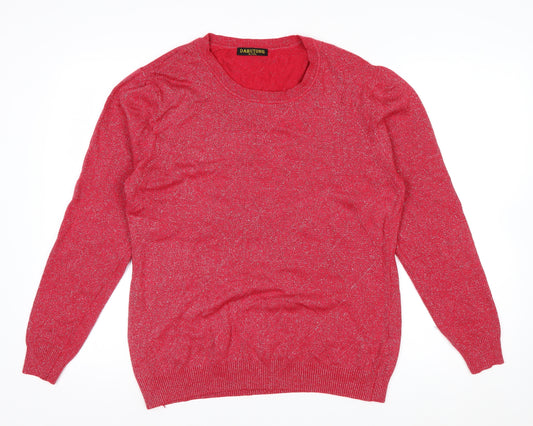Dabutong Women's Red Crew Neck Pullover Jumper XL Knit