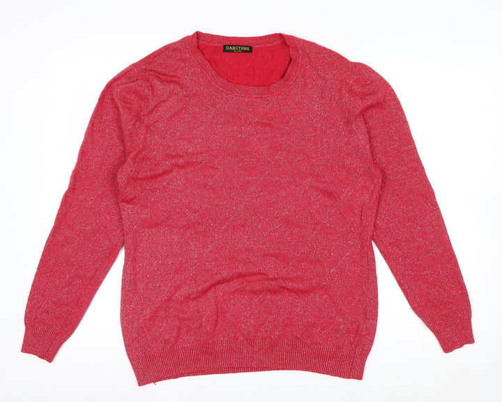 Dabutong Women's Red Crew Neck Pullover Jumper XL Knit