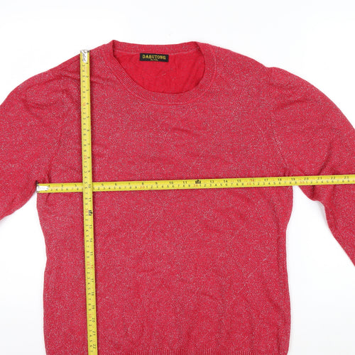 Dabutong Women's Red Crew Neck Pullover Jumper XL Knit