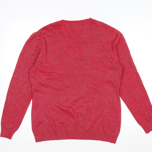 Dabutong Women's Red Crew Neck Pullover Jumper XL Knit