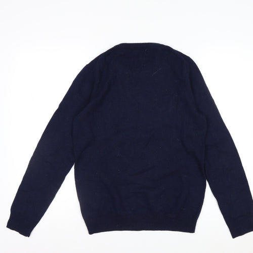 WoolOvers Women Blue Merino Cashmere Star Jumper Size S