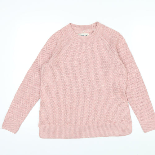 FatFace Women Pink Waffle-Knit Pullover Jumper UK 8