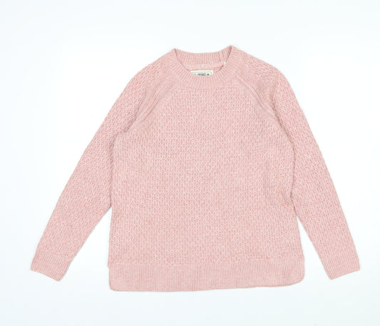 FatFace Women Pink Waffle-Knit Pullover Jumper UK 8