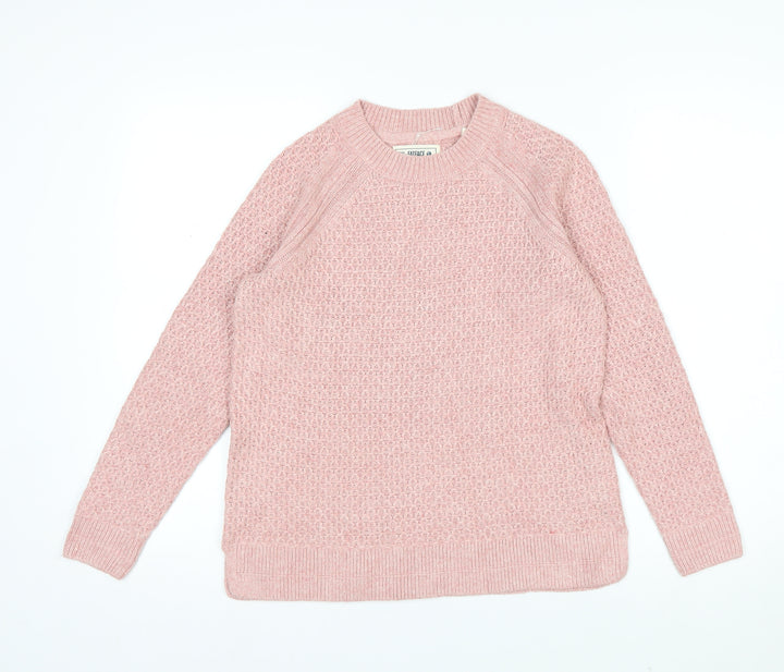 FatFace Women Pink Waffle-Knit Pullover Jumper UK 8