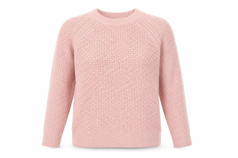 Front view of FatFace Women Pink Waffle-Knit jumper UK 8